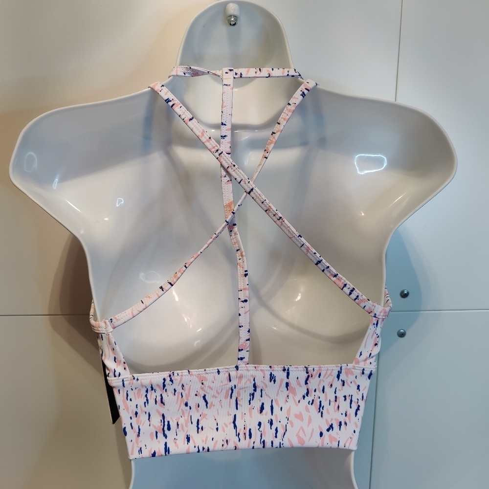 Multi Dot Open Back Sports Bra Top | Strappy Back Activewear | Padded Athleisure - Picture 7 of 7